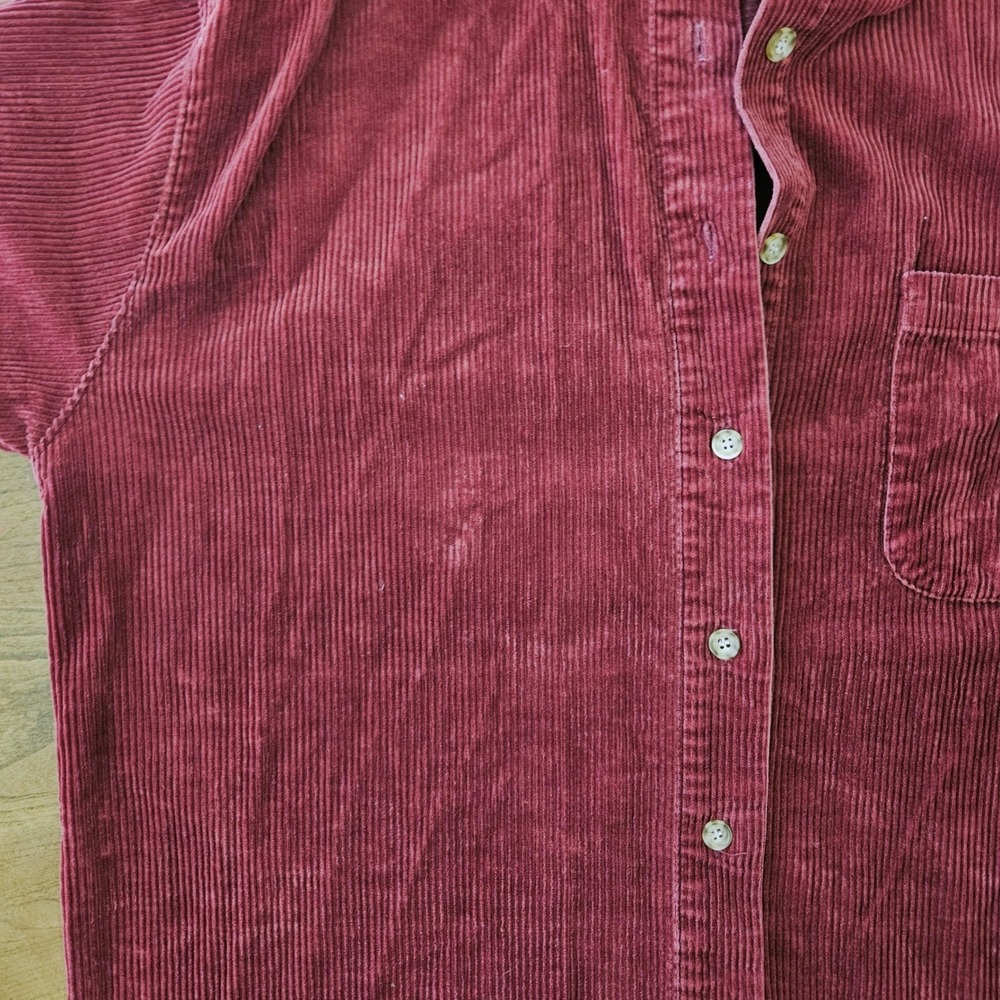 Woolrich Mens L Vintage Corduroy Shirt Burgundy Button Up 100% Cotton USA - Picture 6 of 7